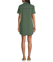 Tommy Bahama Marina Del Mar Solid Fleece Point Collar Short Sleeve Shirt Dress
