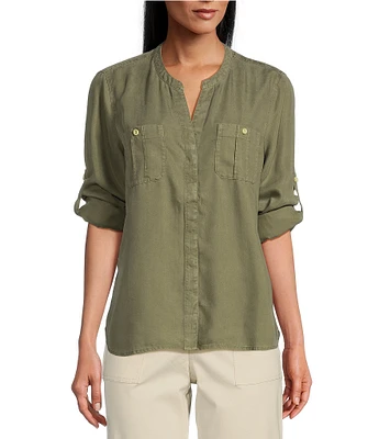 Tommy Bahama Mission Beach Cuffed Long Sleeve Button Front Blouse