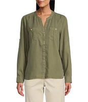 Tommy Bahama Mission Beach Cuffed Long Sleeve Button Front Blouse