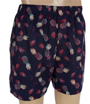 Tommy Bahama Multi Pineapples 4 1/4#double; Inseam Knit Boxers