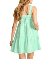 Tommy Bahama Mykonos Gauze Square Neck Ruffle Tiered Sundress Swim Cover-Up