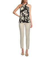 Tommy Bahama Noche Mar Floral Foiled Satin Halter Neck Sleeveless Top