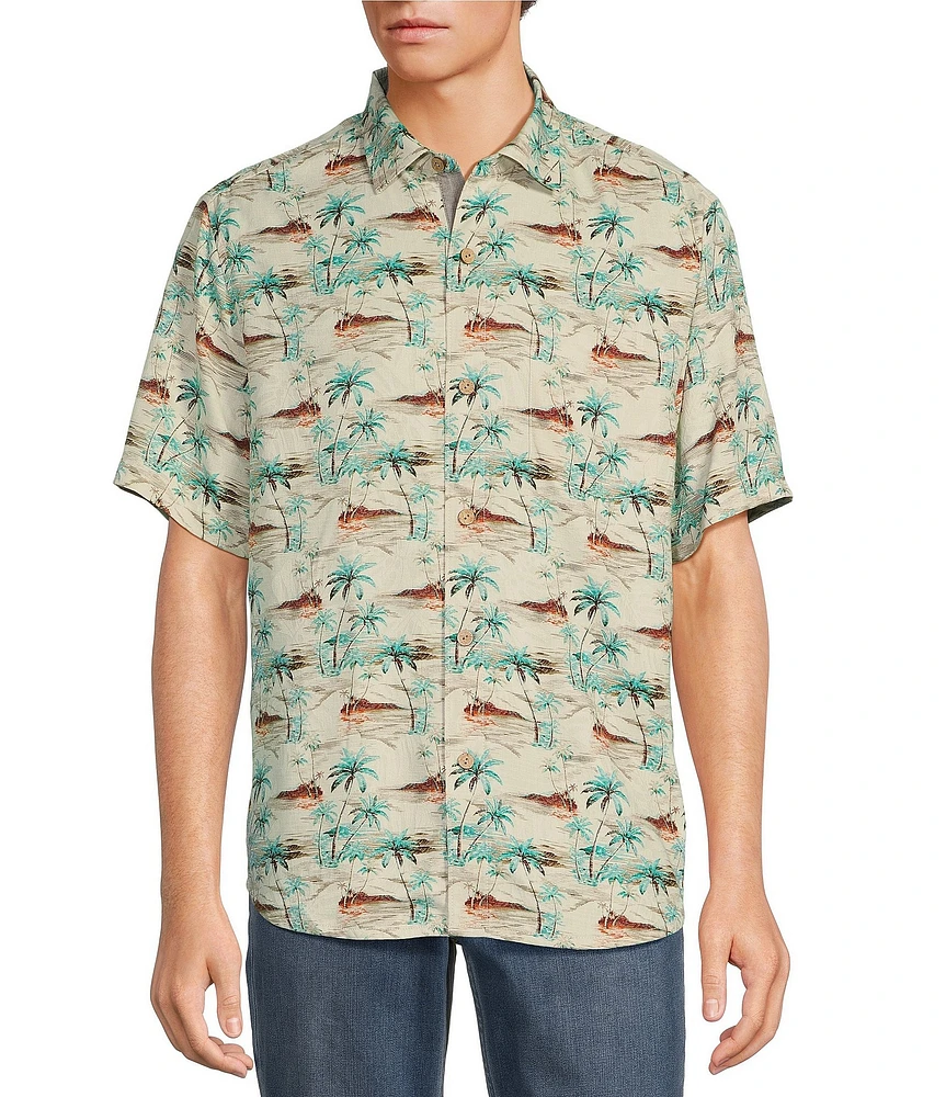 Tommy Bahama Ocean Oasis Short Sleeve Silk Jacquard Shirt