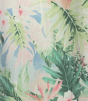 Tommy Bahama Ocean Vida Tropical Floral Printed Silk Spread Collared Short Sleeve Button Front Shirt