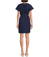 Tommy Bahama Oceana Cotton Poplin Short Sleeve Tie Waist Dress