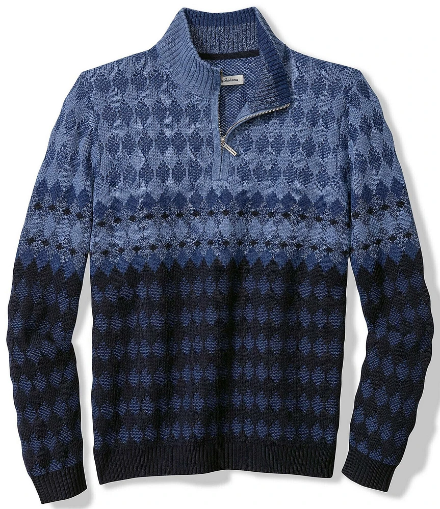 Tommy Bahama Ombre Argyle Quarter Zip Sweater