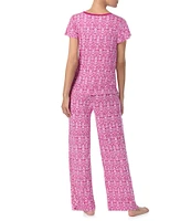 Tommy Bahama Paisley Print Short Sleeve Round Neck Pant Pajama Set