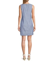 Tommy Bahama Palm-A-Dora Linen Blend Twill Split Neck Sheath Dress