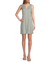 Tommy Bahama Palm-A-Dora Shimmer Bay Slub Twill Spit V-Neck Sheath Dress