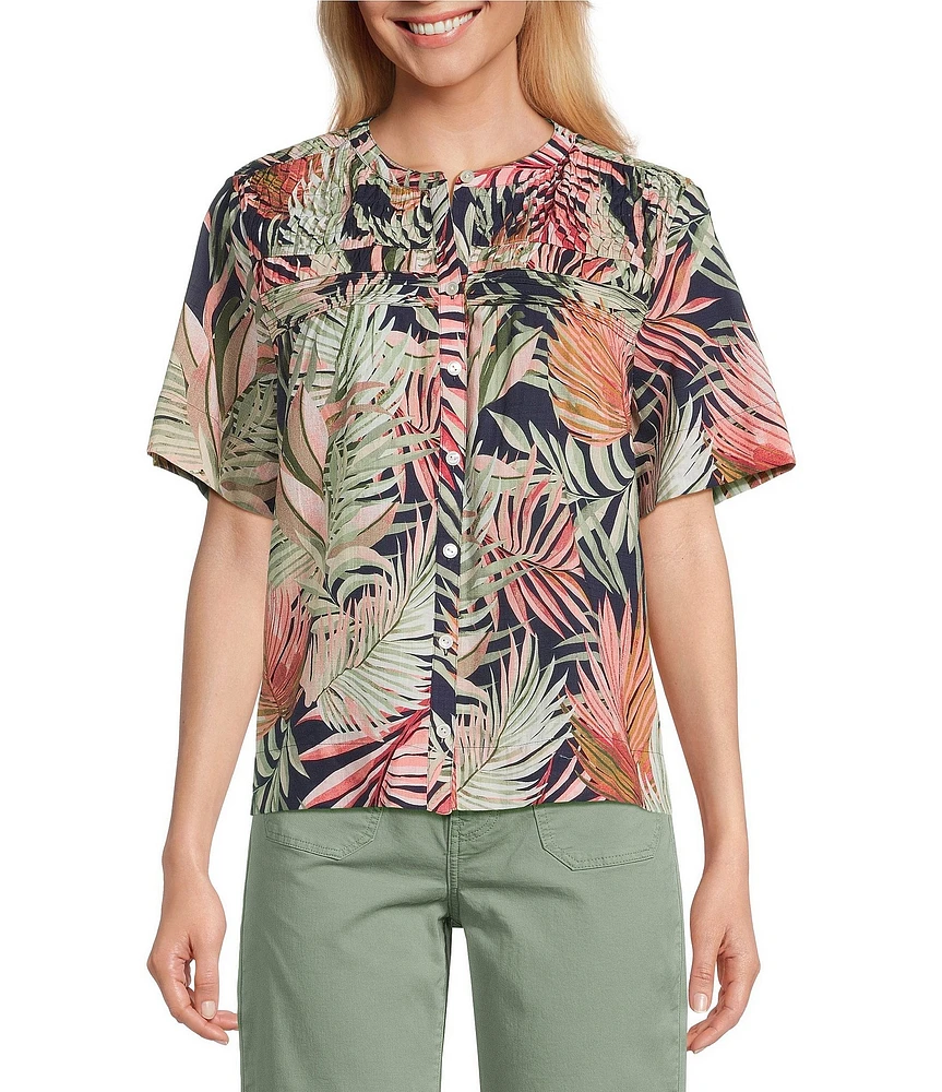 Tommy Bahama Palm Canyon Short Sleeve Button Front Top