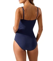 Tommy Bahama Pearl Twist Front Underwire Tummy Control One Piece Swimsuit