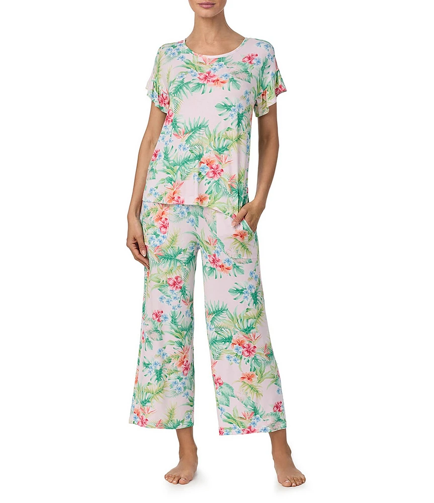 Tommy Bahama Print Short Sleeve Round Neck Cropped Pajama Set