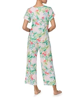 Tommy Bahama Print Short Sleeve Round Neck Cropped Pajama Set