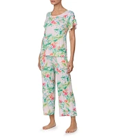 Tommy Bahama Print Short Sleeve Round Neck Cropped Pajama Set