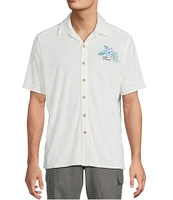 Tommy Bahama Poolside Toucan Terry Short Sleeve Woven Camp Shirt
