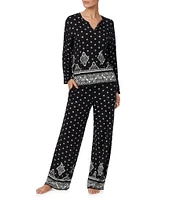 Tommy Bahama Printed Long Sleeve Split V-Neck Pant Pajama Set