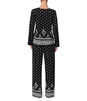 Tommy Bahama Printed Long Sleeve Split V-Neck Pant Pajama Set