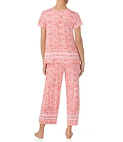Tommy Bahama Printed Short Sleeve Round Neck Cropped Pajama Set