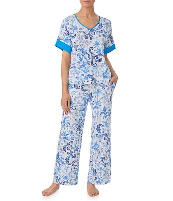 Tommy Bahama Printed Short Sleeve V Neck Knit Pajama Set
