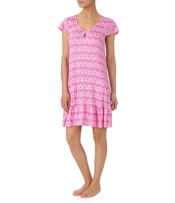 Tommy Bahama Printed Short Sleeve V-Neck Knit Sleepshirt