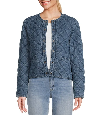 Tommy Bahama Quilted Denim Crop Jacket