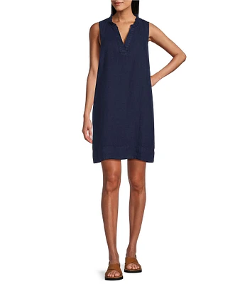 Tommy Bahama Ruffle Split V-Neck Sleeveless Side Pocket Dress