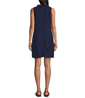 Tommy Bahama Ruffle Split V-Neck Sleeveless Side Pocket Dress