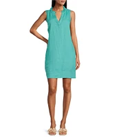 Tommy Bahama Ruffle Split V-Neck Sleeveless Side Pocket Dress