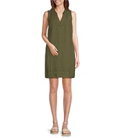 Tommy Bahama Ruffle Split V-Neck Sleeveless Side Pocket Dress