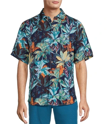 Tommy Bahama Sand/Fuego Palms Linen-Blend Short Sleeve Woven Shirt