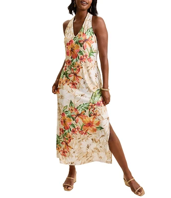 Tommy Bahama Sandy Solar Bloom Carmela Sheath V-Neck Sleeveless Maxi Dress