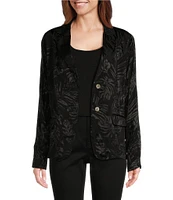 Tommy Bahama Satin Jacquard Palm Notch Lapel Long Sleeve Flap Pocket Two-Button Blazer Jacket