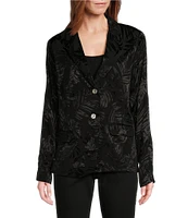 Tommy Bahama Satin Jacquard Palm Notch Lapel Long Sleeve Flap Pocket Two-Button Blazer Jacket