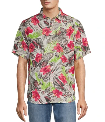 Tommy Bahama Short Sleeve Hibiscus Print Woven Shirt