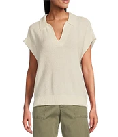 Tommy Bahama Short Sleeve Johnny Collar Linen Top