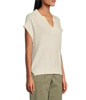 Tommy Bahama Short Sleeve Johnny Collar Linen Top