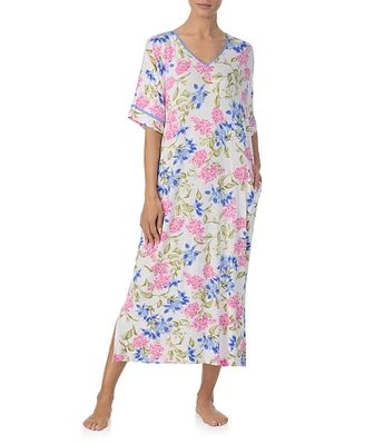 Tommy Bahama Short Sleeve V-Neck Floral Knit Caftan