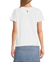 Tommy Bahama Slub Jersey Palm Tree Embroidered Round Neck Short Sleeve Tee