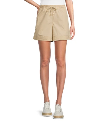 Tommy Bahama Solid Poplin Drawstring Elastic Mid Rise Waist Pull-On Shorts