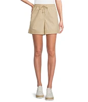 Tommy Bahama Solid Poplin Drawstring Elastic Mid Rise Waist Pull-On Shorts
