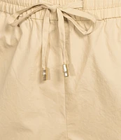 Tommy Bahama Solid Poplin Drawstring Elastic Mid Rise Waist Pull-On Shorts