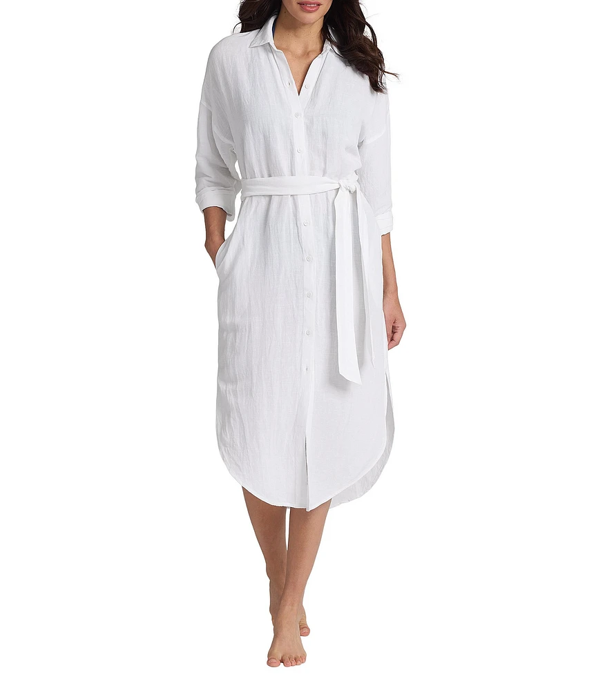 Tommy Bahama St. Lucia Collared Button Front Swim Cover-Up Shirt Dress