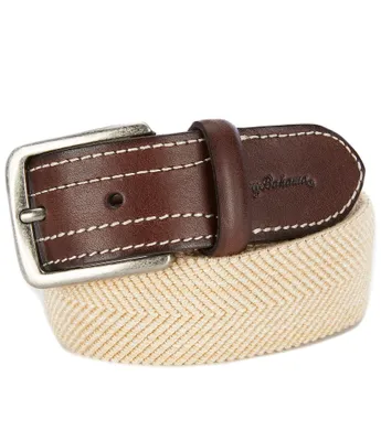 Tommy Bahama Stretch Chevron Braided Leather Trim Belt