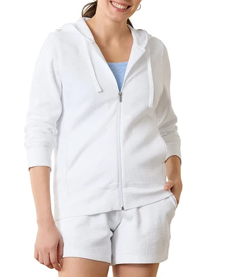 Tommy Bahama Tobago Bay Full Zip Slub Rib Knit Long Sleeve Hooded Jacket