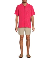 Tommy Bahama Solid Tropic Isle Short Sleeve Camp Collar Woven Shirt