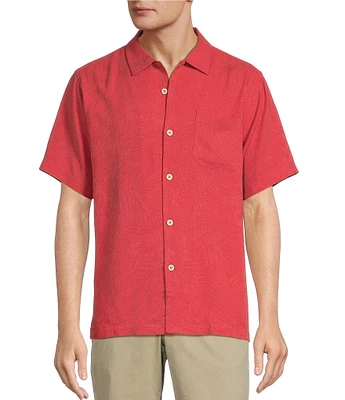 Tommy Bahama Solid Tropic Isle Short Sleeve Camp Collar Woven Shirt