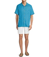 Tommy Bahama Solid Tropic Isle Short Sleeve Camp Collar Woven Shirt