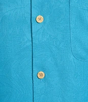 Tommy Bahama Solid Tropic Isle Short Sleeve Camp Collar Woven Shirt