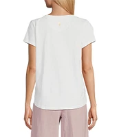 Tommy Bahama Tropical Bliss Printed Lux Organic Cotton Slub Jersey Crew Neck Sequin Embroidered Tee