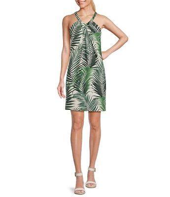 Tommy Bahama Tropical Leaf Of Luxury Silk Halter Neck Cut-Out Sheath Dress